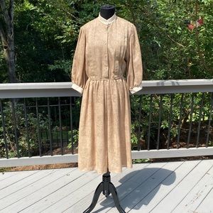Vintage 70s 80s Jumbo Big Puffy Sleeve Victorian Cottagecore Lace MIDI Dress